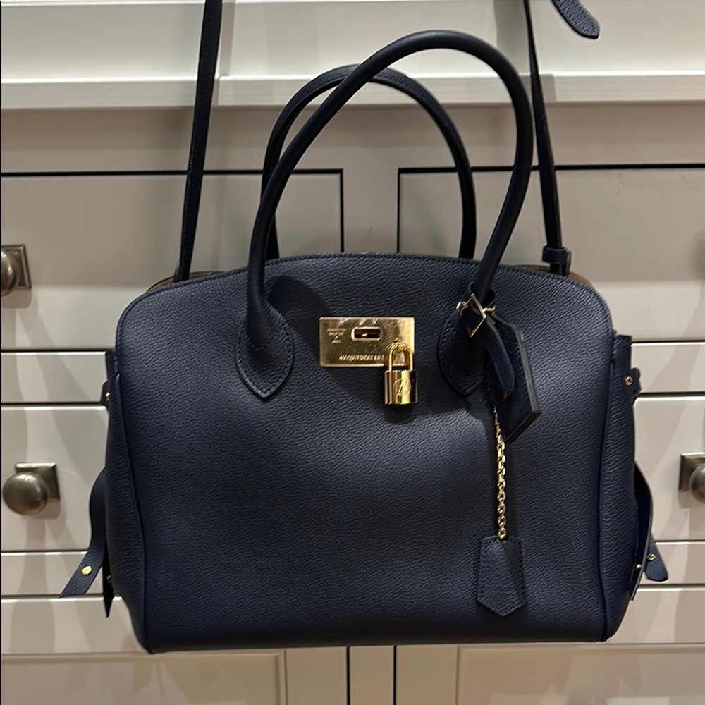 Louis Vuitton Blue Textured Leather Satchel
